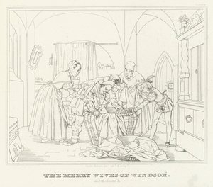 The Merry Wives of Windsor, Act III, Scene 3 (gravering) af Friedrich August Moritz Retzsch