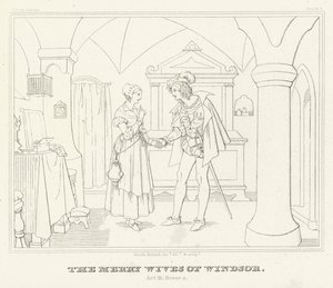 The Merry Wives of Windsor, Act III, Scene 4 (gravering) af Friedrich August Moritz Retzsch