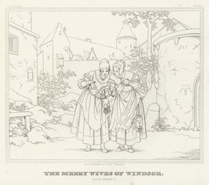 The Merry Wives of Windsor, akt II, Scene 1 (gravering) af Friedrich August Moritz Retzsch