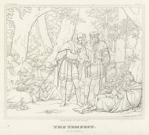 The Tempest, Act II, Scene 1 (gravering) af Friedrich August Moritz Retzsch