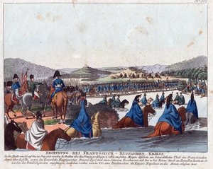 Starten på den franske invasion af Rusland - Campe, August Friedrich Andreas (1777-1846) - Radering, akvarel - 20,5x26,2 - Privat samling