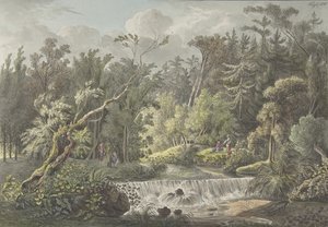 Landskab med vandfald, slutningen af det 18.-begyndelsen af det 19. århundrede. af Friedrich Christian Klass