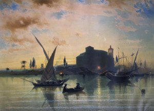 SPANIEN - UDSIGT OVER SEVILLE - EL GUADALQUIVIR - 1867 af Friedrich Eibner