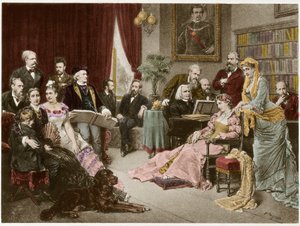 Richard Wagner og Liszt i Bayreuth med Cosima og Siegfried - efter Fritz Georg Papperitz af Friedrich Georg Papperitz