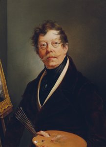 Selvportræt ved staffeliet af Friedrich Johann Gottlieb Lieder