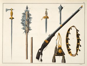 Våben inklusive en musket, ca. 1400, plade fra 