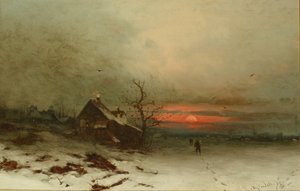 Vender hjem ved solnedgang af Friedrich Nicolai Joseph Heydendahl