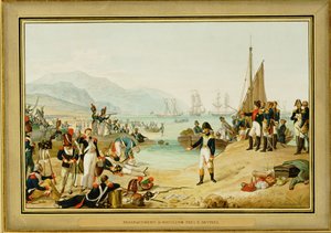 Napoleon I lander nær Antibes, Frankrig ... (akvarel)