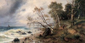 Østersøkysten på øen Vilm af Friedrich Preller the Younger