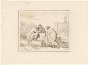 Tre unge mænd Scener fra hverdagen i Italien Figur, prese dal vero, ed incise a aqua forte (serietitel) af Friedrich Rehberg