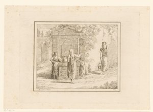 Kvinder ved vandbrønd Scener fra hverdagen i Italien (serietitel) Figur prese dal vero (serietitel på objekt) af Friedrich Rehberg
