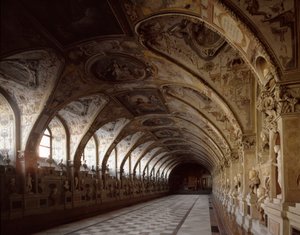 Udsigt over det kongelige palads antikvarium designet af arkitekten og maleren Friedrich Sustris (1540-1599). 1569-1586 München Tyskland