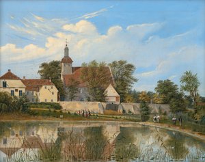 Tysk: Udsigt til landsbykirken i Tempelhof af Friedrich Wilhelm Klose