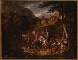 Den habsburgske legende: Grev Rudolf hjælper en præst over en flod af Friedrich Wilhelm Müller