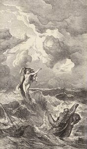 Leucothea og Odysseus (kobberstik) af Friedrich the Elder Preller