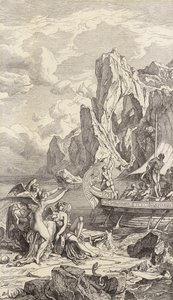 Odysseus og sirenerne (kobberstik) af Friedrich the Elder Preller