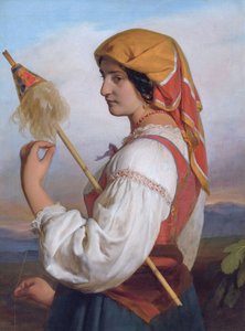 Tysk: Italiensk kvinde (Chiaruccia) med skæfte af Friedrich von Amerling