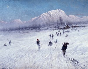 Vintereftermiddag under Ulriken (Bergen) (olie på lærred) af Frithjof Smith Hald