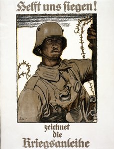 Hjælp os med at vinde! Tegner på krigsobligationen, pub. München, 1917