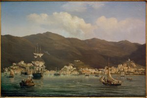 Udsigt over havnen i Saint Thomas af Fritz Melbye