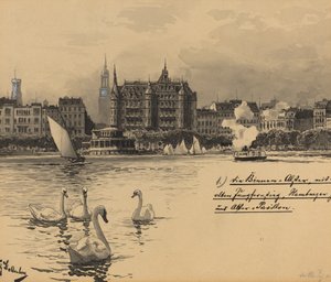 Binnenalster med Jungfernstieg af Fritz Stoltenberg