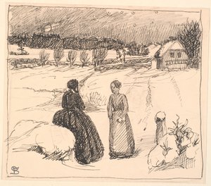Der ude i Sneen sad en Kone i lange sorte Klæder... af Fritz Syberg