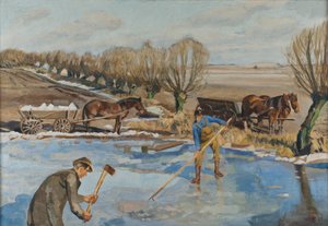 Gårdmænd henter is, 1927