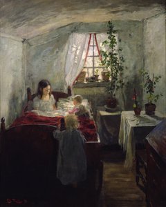 Interiør med børn af Fritz Thaulow