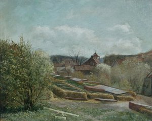 Landskab med Oslo Hospital, ca. 1880 (maleri)