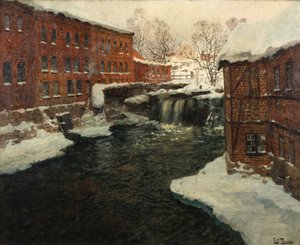 Mill Scene, ca. 1885-90 (olie på lærred) af Fritz Thaulow