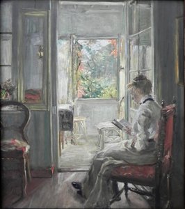 Læsende pige / I verandaens døråbning af Fritz von Uhde