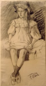 Siddende pige i hat af Fritz von Uhde