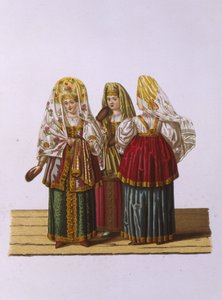 Kostumer af kvinder og piger fra Tver Fra serien Clothing of the Russian State, 1851