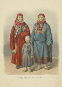 Kazan Tatar Women, illustration fra serien Clothing of the Russian State, 1869