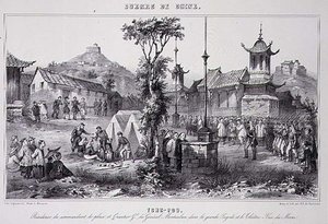 General Montaubans kvarter i den store pagode i Tche Fou, fra "Krigen i Kina af G.C. de Fortavion