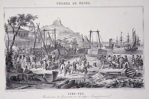 Samling af kanonbåde på stranden i Tche-Fou fra 