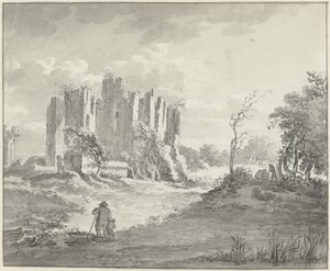 Landskab med ruiner og nogle bønder af G.F. Buijs (possibly)