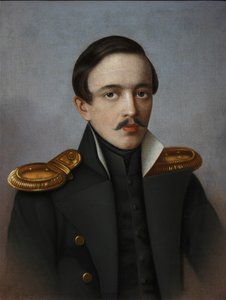 Portræt af digteren Mikhail Lermontov 1814-1841, 1887 af G.F. Krylov
