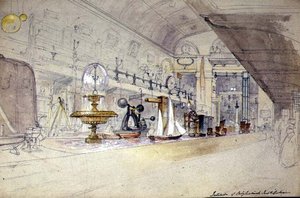 Interiør af Regent Street Polytechnic, ca. 1847 (akvarel på papir) af G.F. Sargent