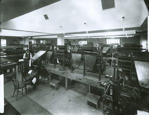 New York Evening Post Press Room (foto af gelatinesølv) af G.P. Hall und Sohn
