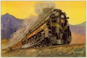 Canadian National Railway, ekspresstrømlinet lokomotiv nr. 6400, 4-8-4 (farve litho)