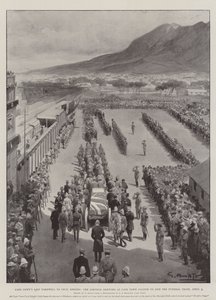 Cape Towns sidste farvel til Cecil Rhodes, Cortege ankommer til Cape Town Station for at deltage i begravelsestoget, 3. april