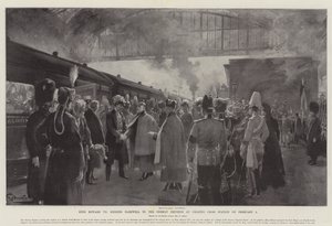 Kong Edward VII siger farvel til den tyske kejser på Charing Cross Station den 5. februar