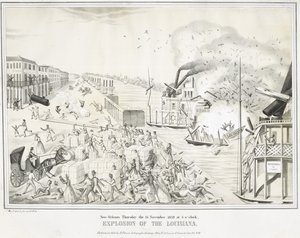 New Orleans torsdag den 15. november 1849 kl. 5, Explosion of the Louisiana, ca. 1849 (kromolitografi) af G. (after) Tolti