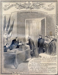 1789: Erklæring om menneskets og borgerens rettigheder: National suverænitet. Dybtryk i "Den unikke bog om etik og borgerinstruktion, beregnet til elever fra de tre kurser i folkeskolen og de i grundskolen på gymnasier og gymnasier, af G. Dascher