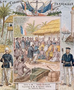 Udforskningen af M. de Brazza (1875-79) Hans traktat med Makoko, illustration fra 