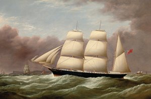 Barken Alfred Hawley ud for Skerries på vej ind i Liverpool, 1860 af G. Dell