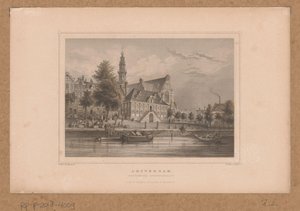 Udsigt over Westerkerk i Amsterdam fra Keizersgracht Amsterdam, Westerkerk Keizersgracht (titel på objekt) af G. Hess