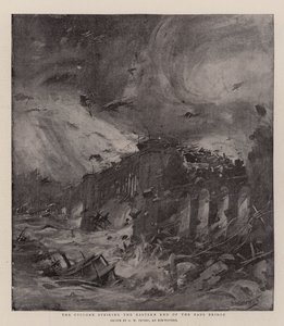 Cyklonen rammer den østlige ende af Eads Bridge af G. W. Peters