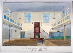 Indvendigt billede af Lion Street Baptist Chapel, ud for New Kent Road, Southwark, London, 1826 af G Yates